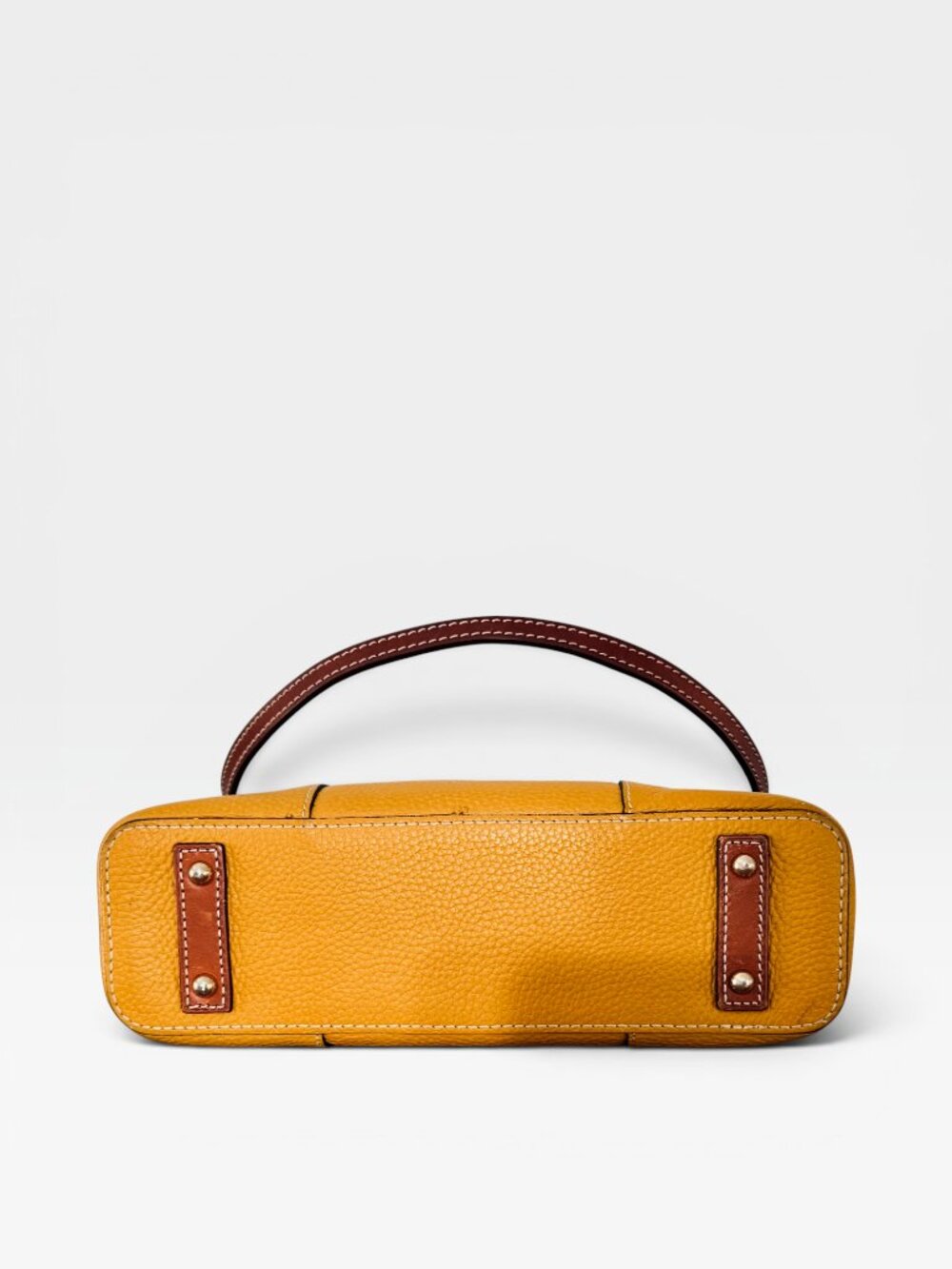 Dooney & Bourke Lexington collection Mustard & Brown Pebbled Leather Tote - Picture 3 of 8